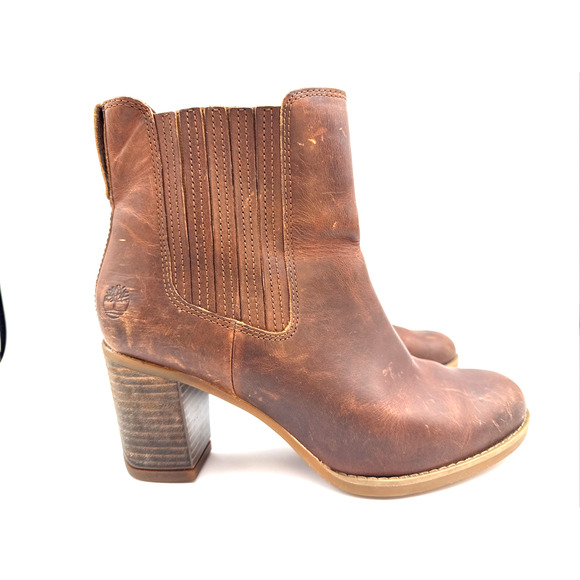 Timberland Womens Brynlee Park Chelsea Boots Brown Leather Western Rugged Sz 6.5 - Picture 4 of 7